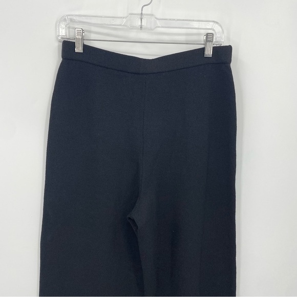 St. John Caviar Black Wool Blend Santana Knit Pants Trouser wide leg Size 8 - Picture 7 of 11